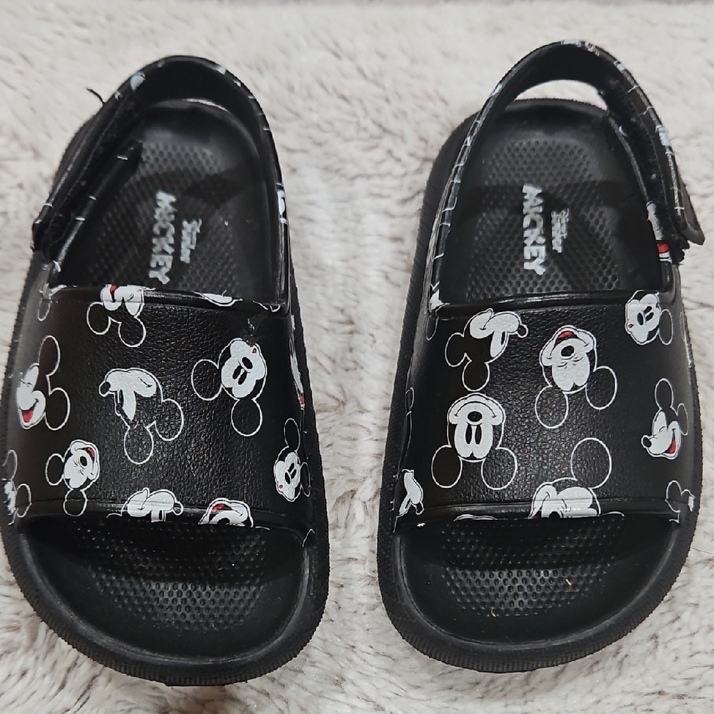 Disney Mickey Mouse Black and White Kids Slide Sandals
